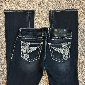 Miss Me Black Jeans with Silver Embroidery